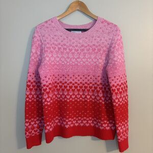 Cupcakes and Cashmere Women’s Pink & Red Sweater Ombre Hearts Valentine’s Sz Med